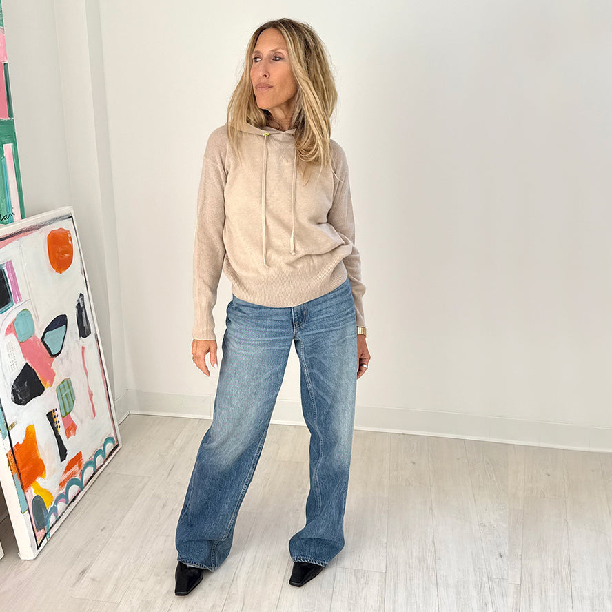 Hoodie Imperfect Heart Sweater - Light Mushroom