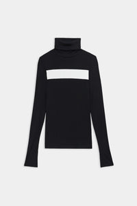 Lennon Rib Turtleneck - Black/White