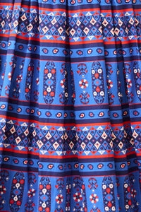 Tatum Skirt - Blue Block Print