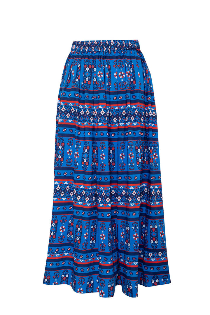 Tatum Skirt - Blue Block Print