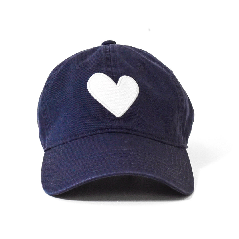 Baseball Hat Heart Patch - Indigo/White