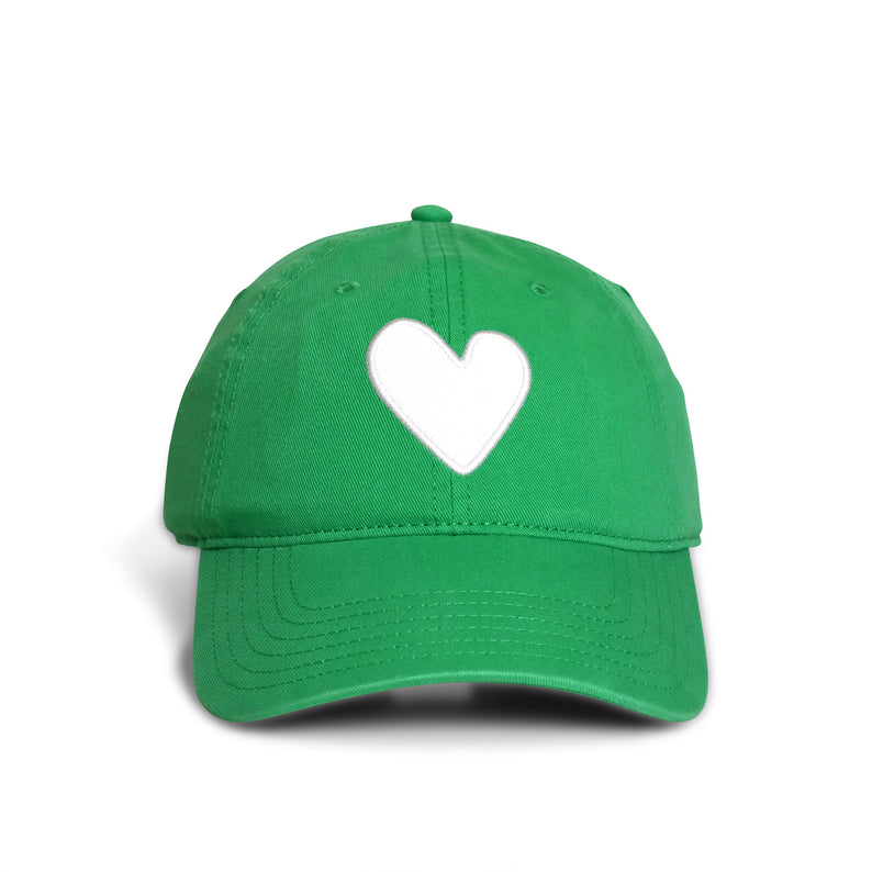 Baseball Hat Heart Patch - Bright Green