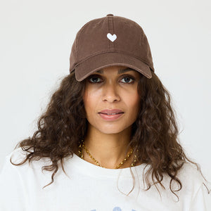 KR Embroidered Heart Hat - Cocoa/White
