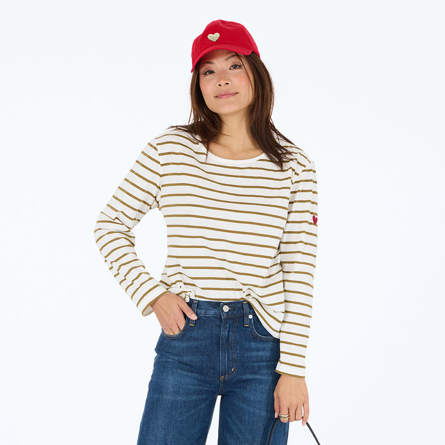 KR Long Sleeve Tee - White/Camel