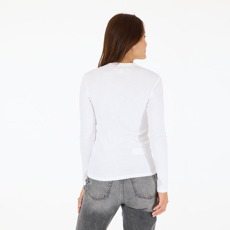 KR Long Sleeve Rib Tee - White