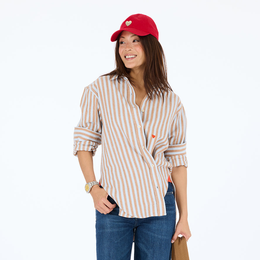 Jack Stripe Flannel Shirt - Steel Blue/Brown