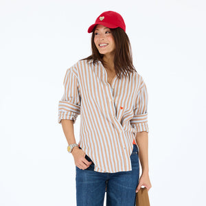 Jack Stripe Flannel Shirt - Steel Blue/Brown