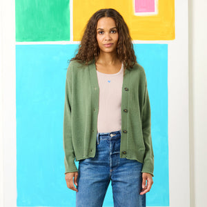Whisper Featherweight Cardigan - Army Green