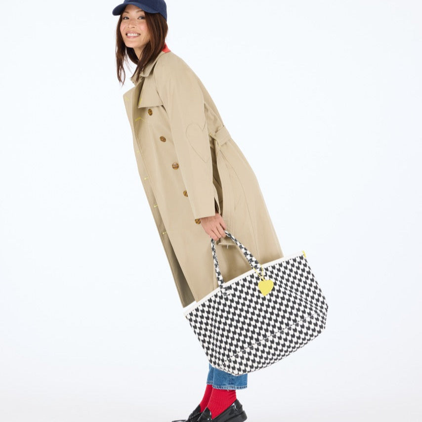 KR Heart in Check Tote - Black/White