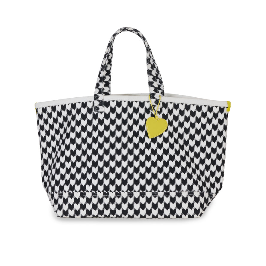 KR Heart in Check Tote - Black/White
