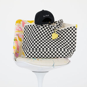 KR Heart in Check Tote - Black/White