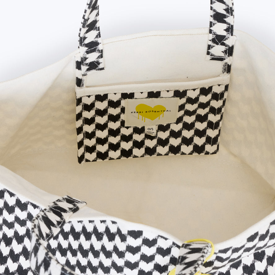 KR Heart in Check Tote - Black/White