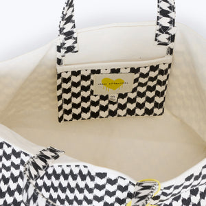 KR Heart in Check Tote - Black/White