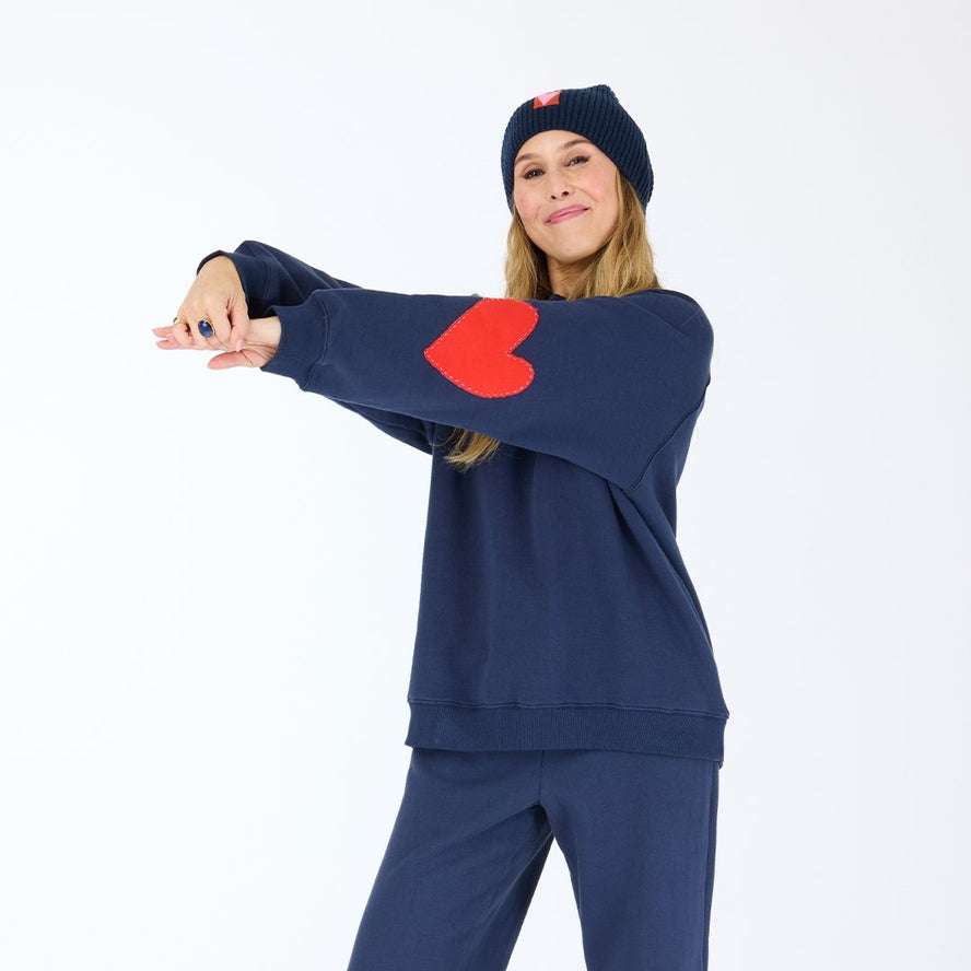 Benton Imperfect Heart Patch Sweatshirt - Indigo Blue