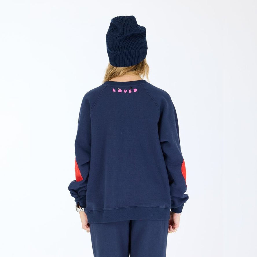 Benton Imperfect Heart Patch Sweatshirt - Indigo Blue