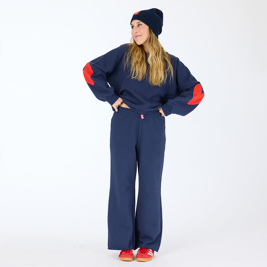 Benton Imperfect Heart Patch Sweatshirt - Indigo Blue