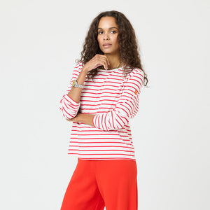 KR Long Sleeve Stripe Tee - White/Red