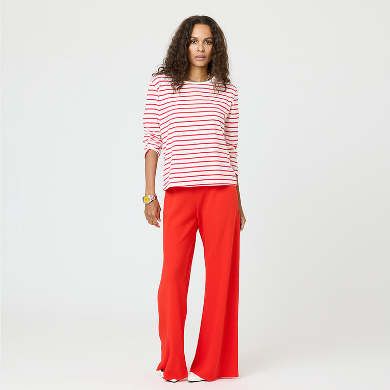 KR Long Sleeve Stripe Tee - White/Red