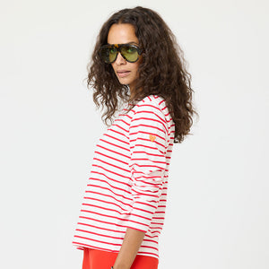 KR Long Sleeve Stripe Tee - White/Red