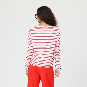 KR Long Sleeve Stripe Tee - White/Red