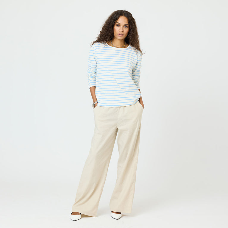KR Long Sleeve Stripe Tee - White/Blue