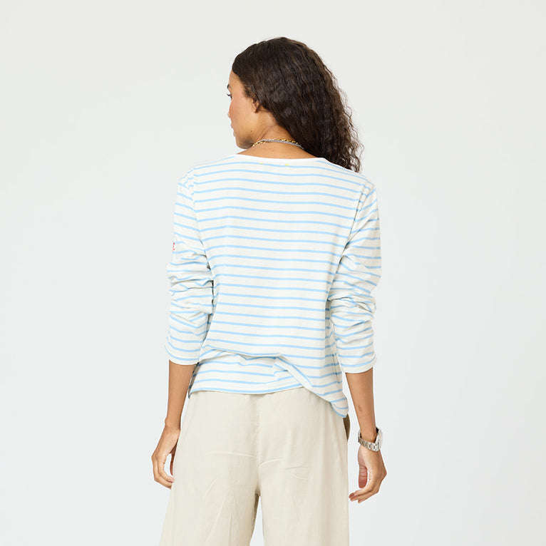 KR Long Sleeve Stripe Tee - White/Blue
