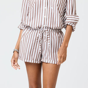 Weekend Stripe Short - Brown/White