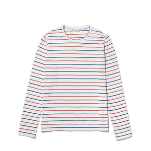 The Modern Long - White/Blue/Poppy Pinstripe