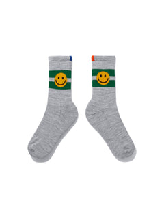 The Smile Sock - Heather Grey/Green