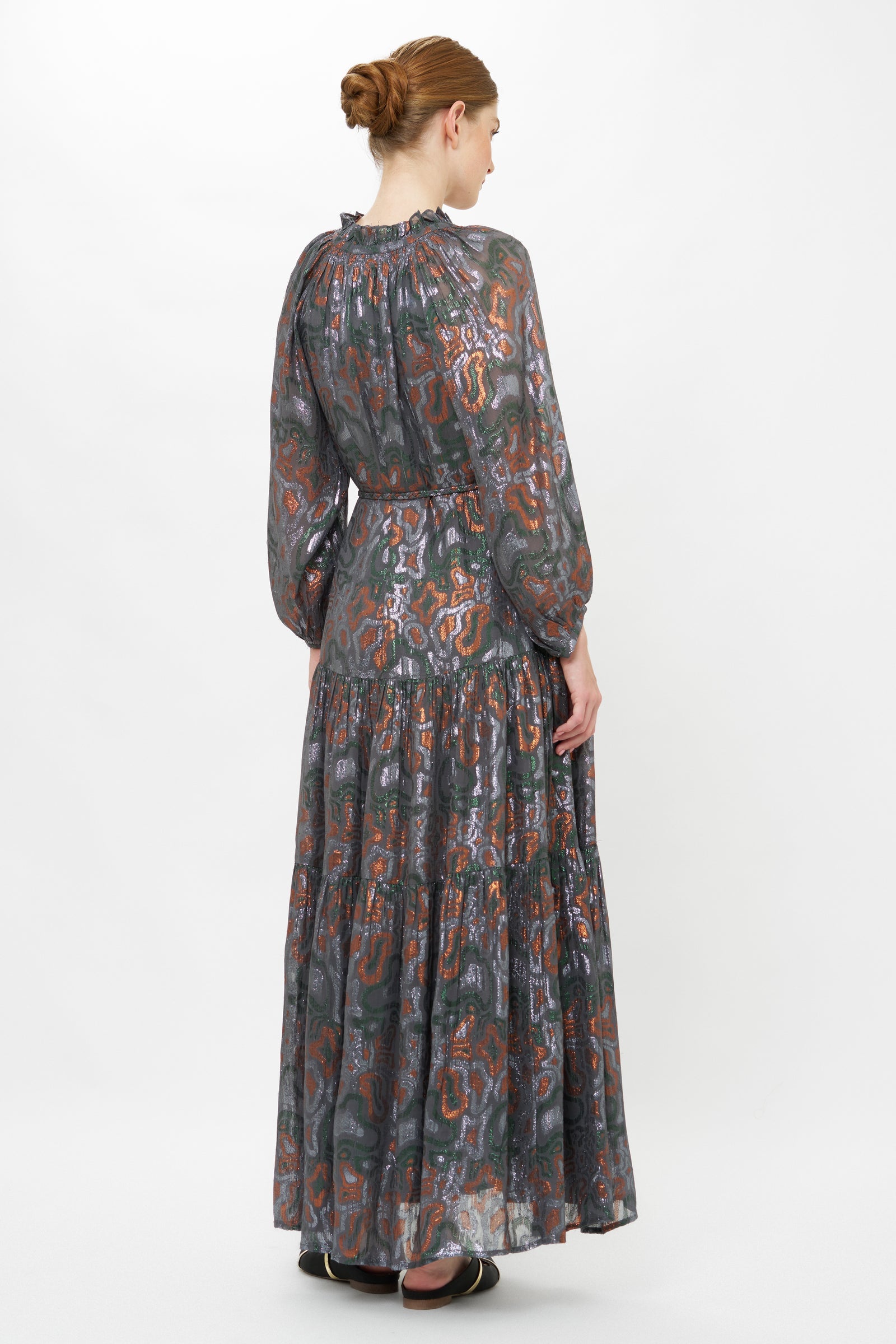 Cuff Sleeve Tie Waist Maxi - Kenzo Charcoal