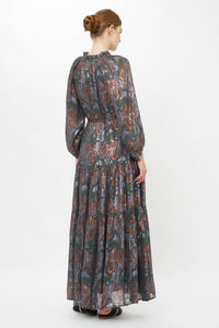 Cuff Sleeve Tie Waist Maxi - Kenzo Charcoal