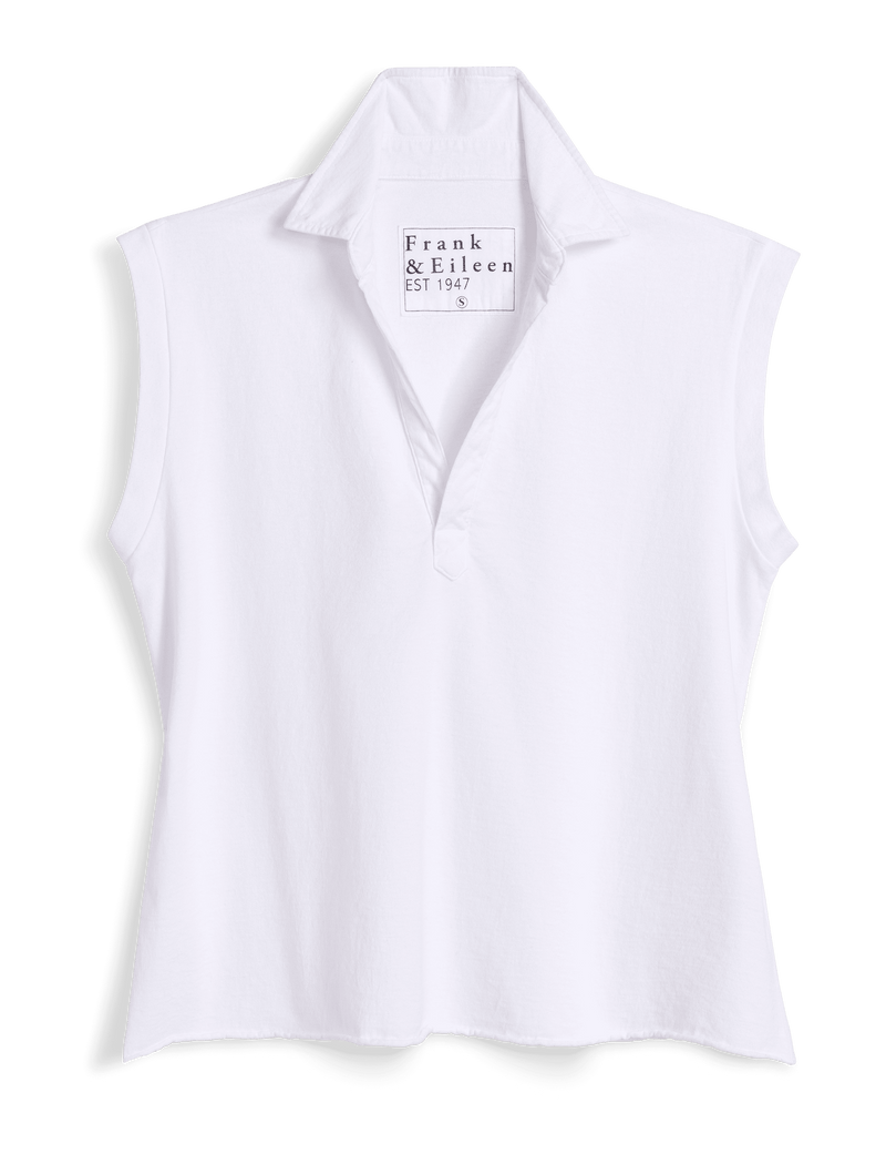 Olivia Popover Henley Tank - White