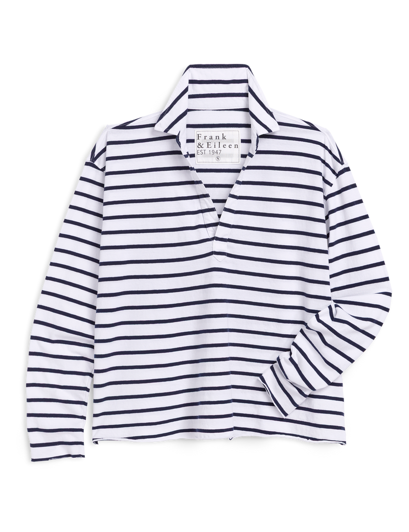 Patrick Popover Henley - Heritage Jersey Wide Navy French Stripe