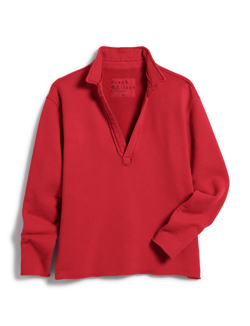 Patrick Popover Henley - Triple Fleece Crimson