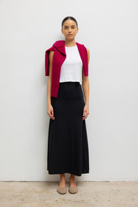 Lauren High Waist Midi Skirt - Black