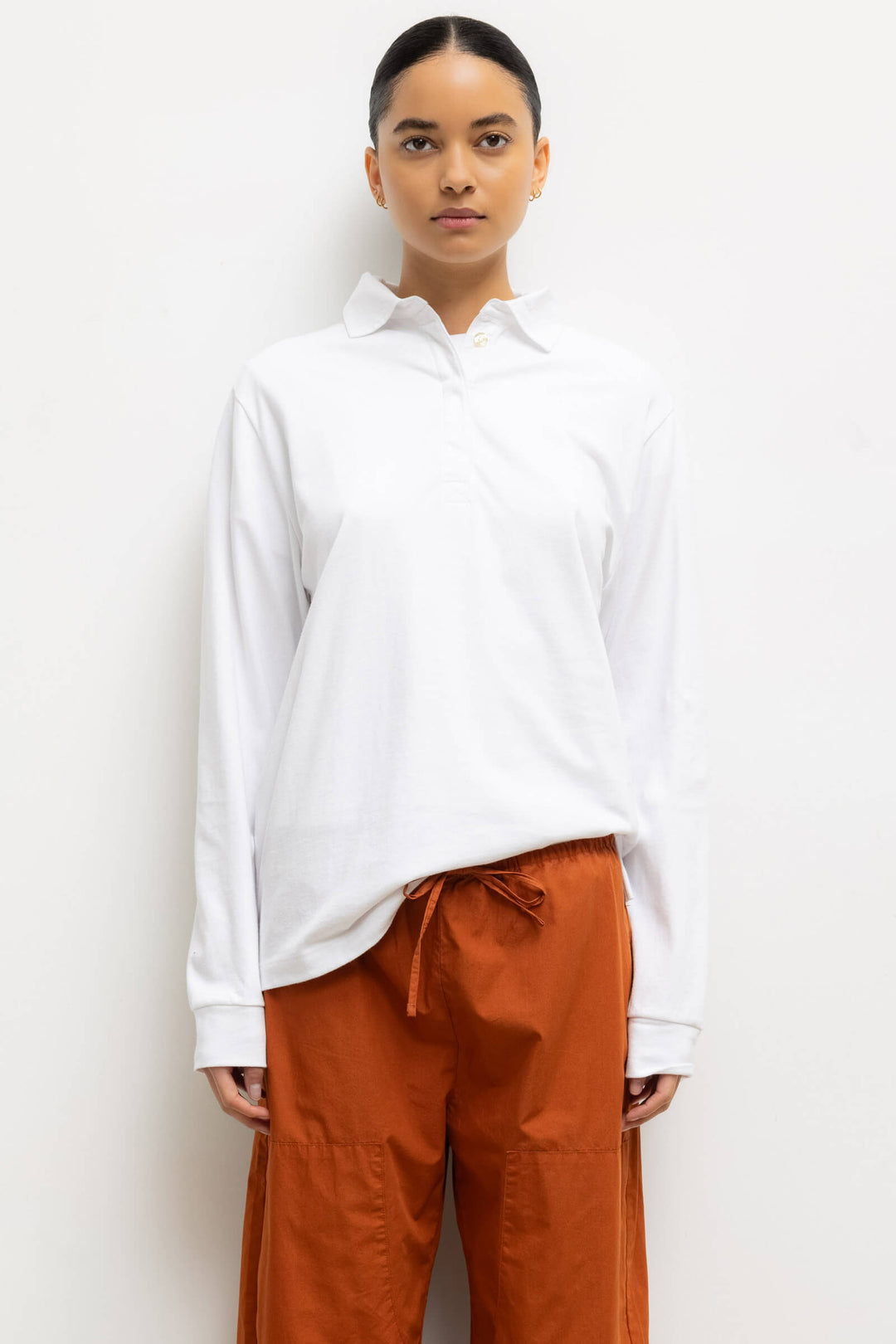 Margo Long Sleeve Polo - White