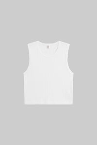 Pointelle Sleeveless Crew - White
