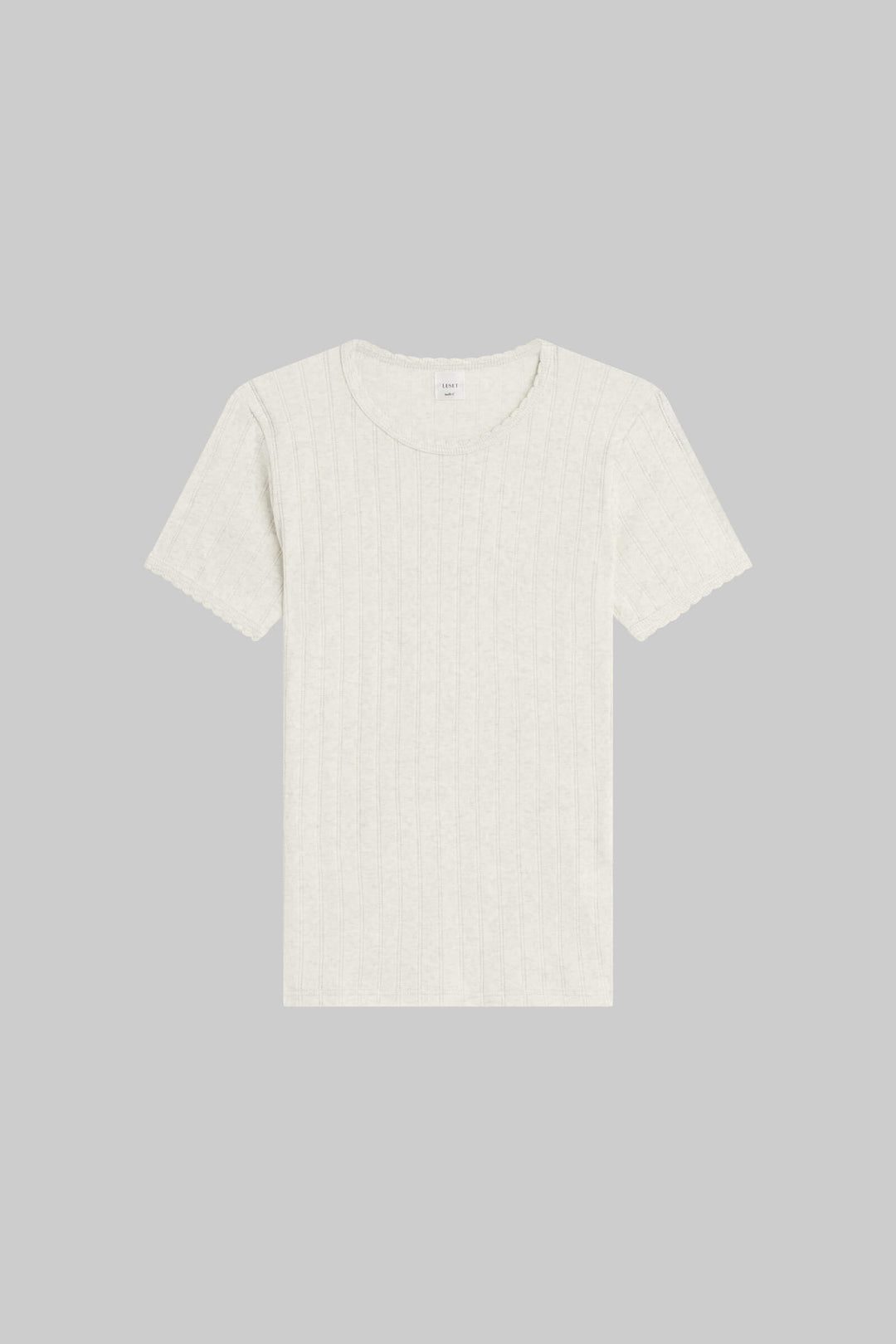 Pointelle Slim Fit Tee - Cloud Melange