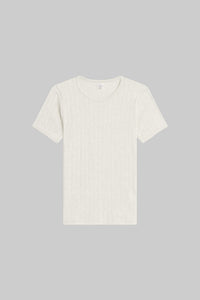 Pointelle Slim Fit Tee - Cloud Melange