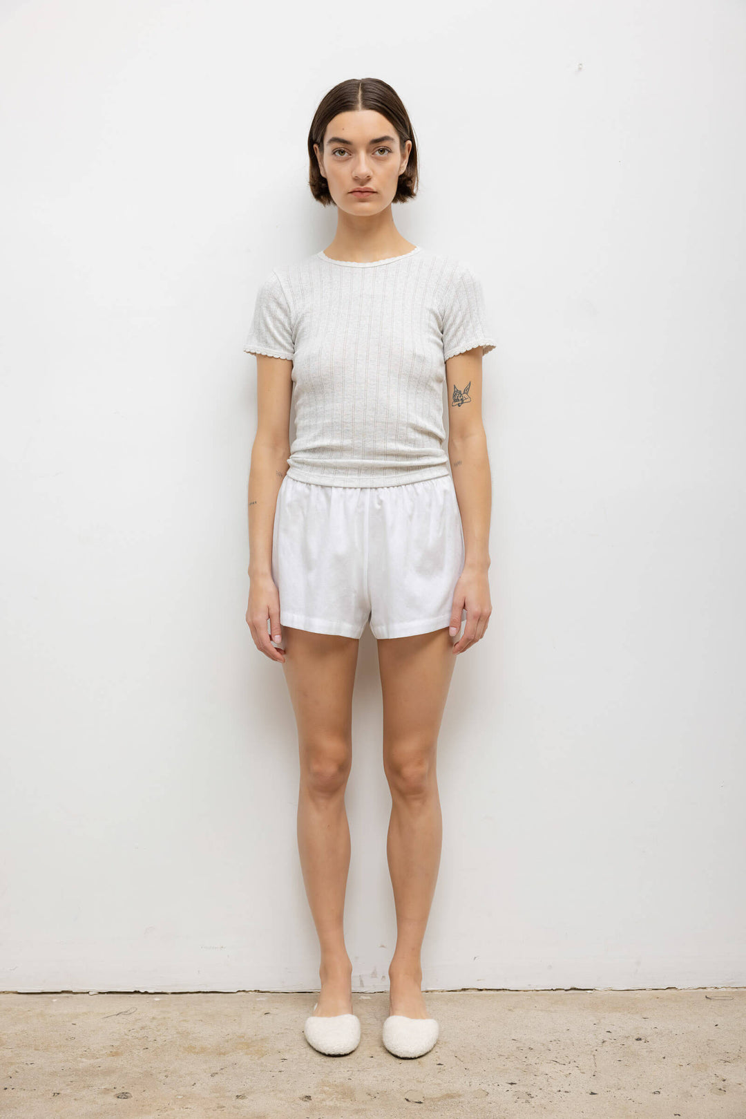 Pointelle Slim Fit Tee - Cloud Melange