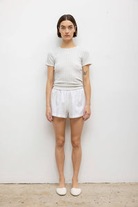 Pointelle Slim Fit Tee - Cloud Melange