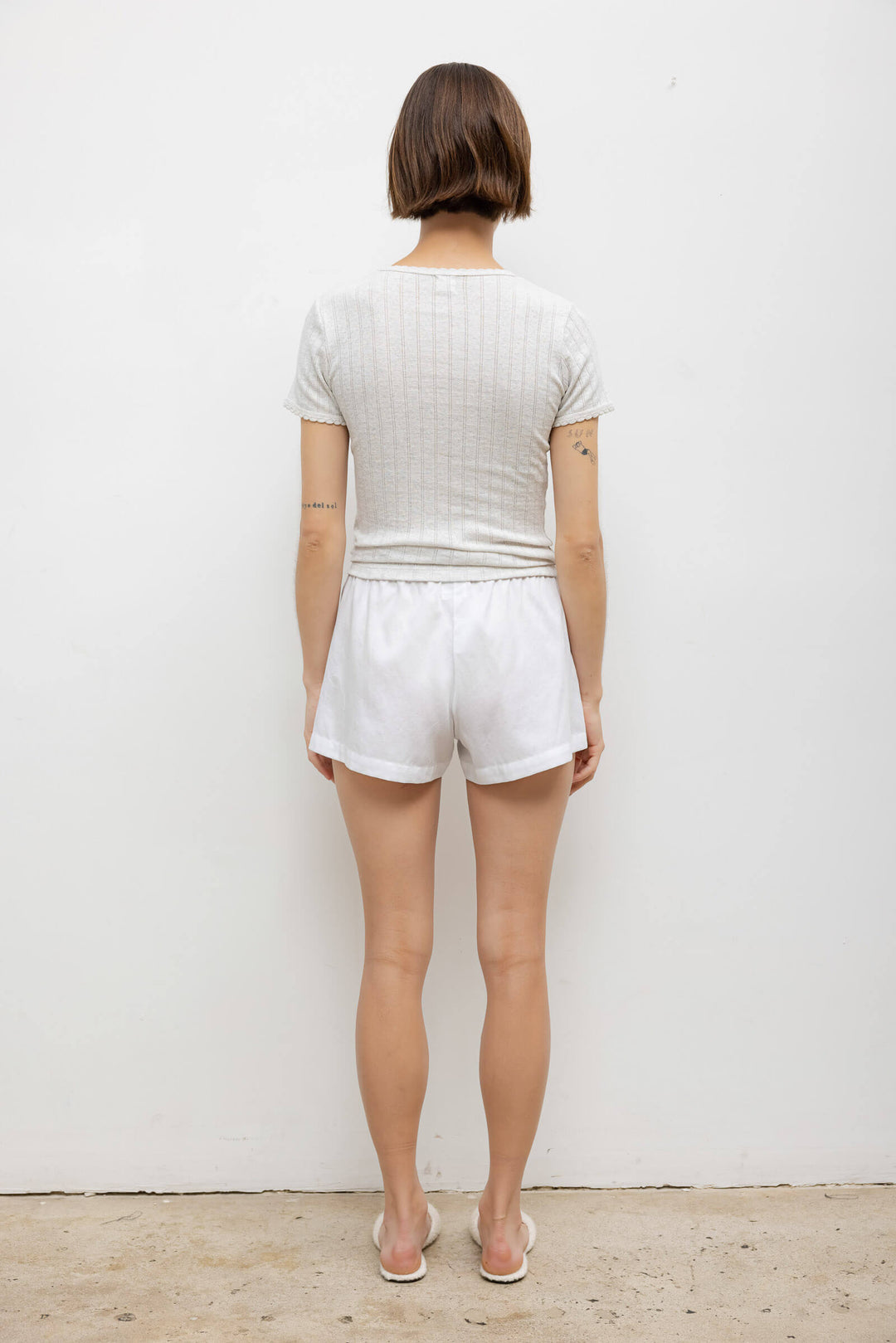 Pointelle Slim Fit Tee - Cloud Melange
