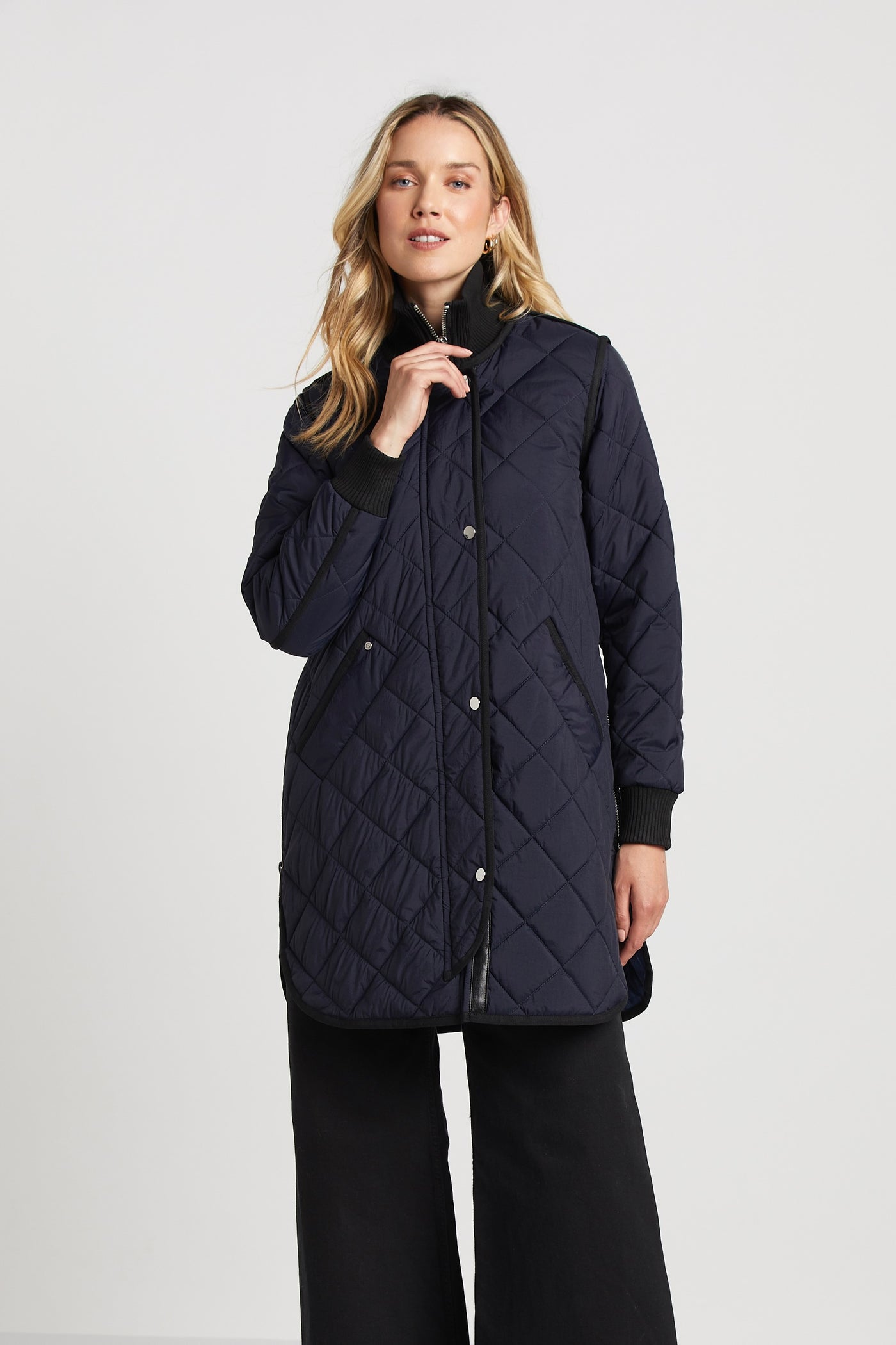 Libby Quilted Coat - Navy