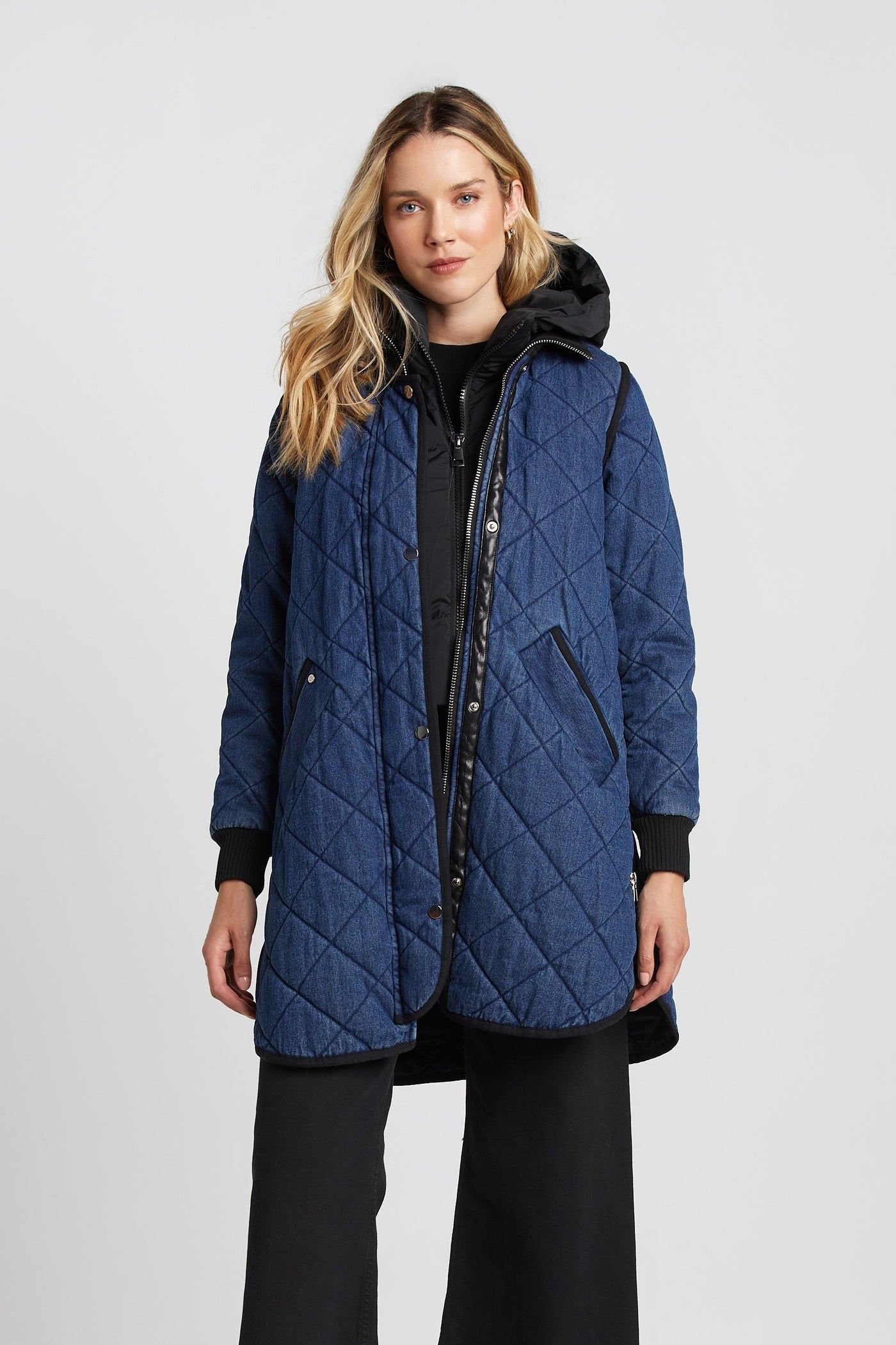 Libby Quilted Coat - Denim