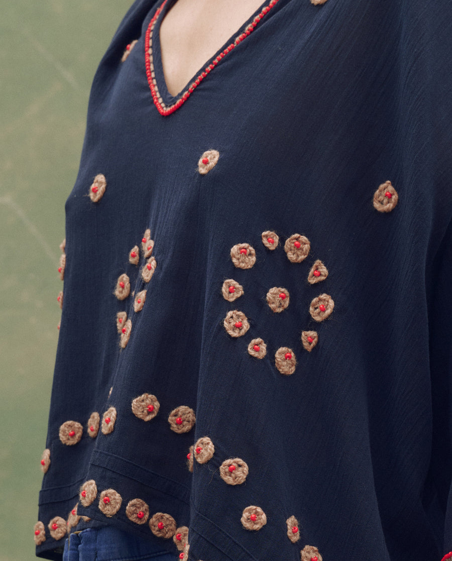 The Beaded Vintage Sailor Top - Navy