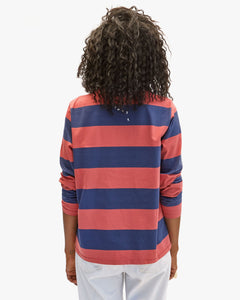 Long Sleeve Tee - Vintage Poppy/Navy Rugby Stripe