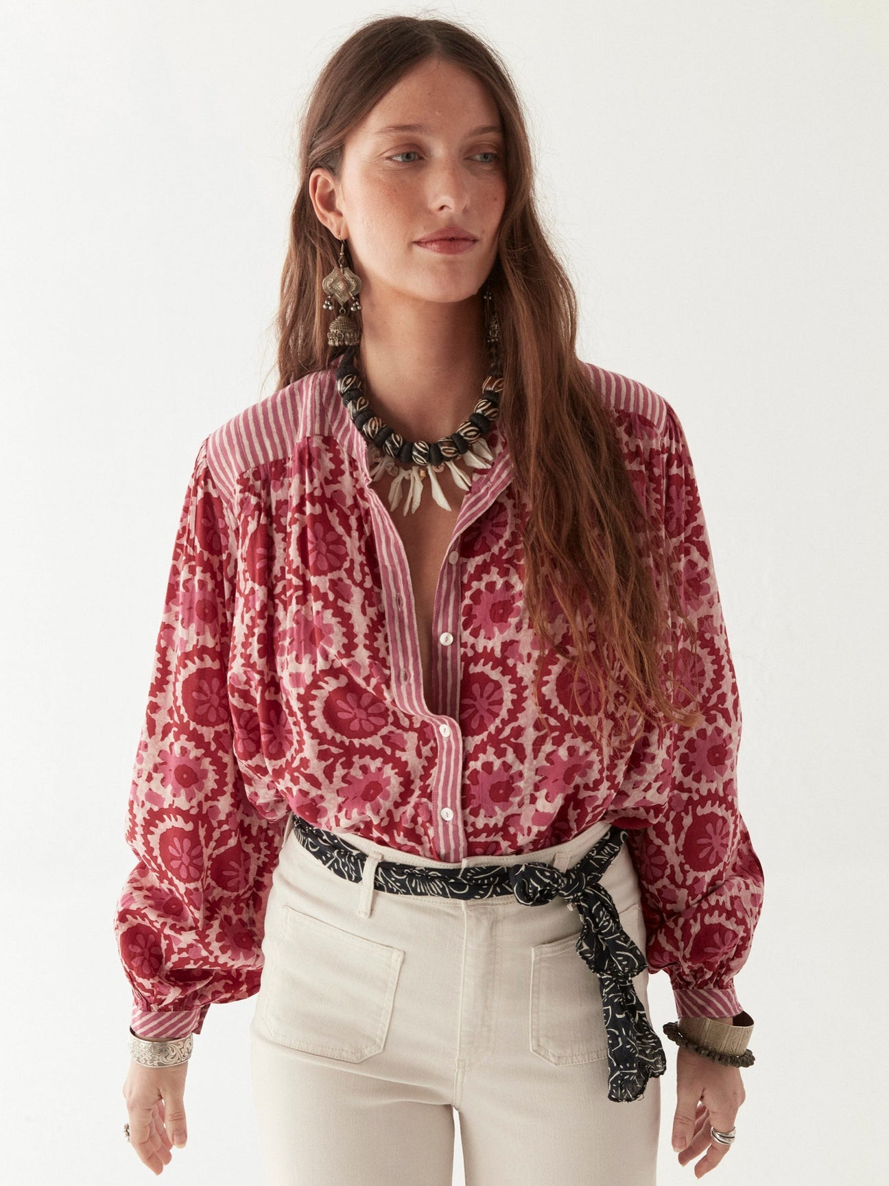 Leandra Blouse - Flamingo Grooves