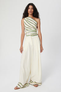 Okra Pants - Eden Cream Stripes