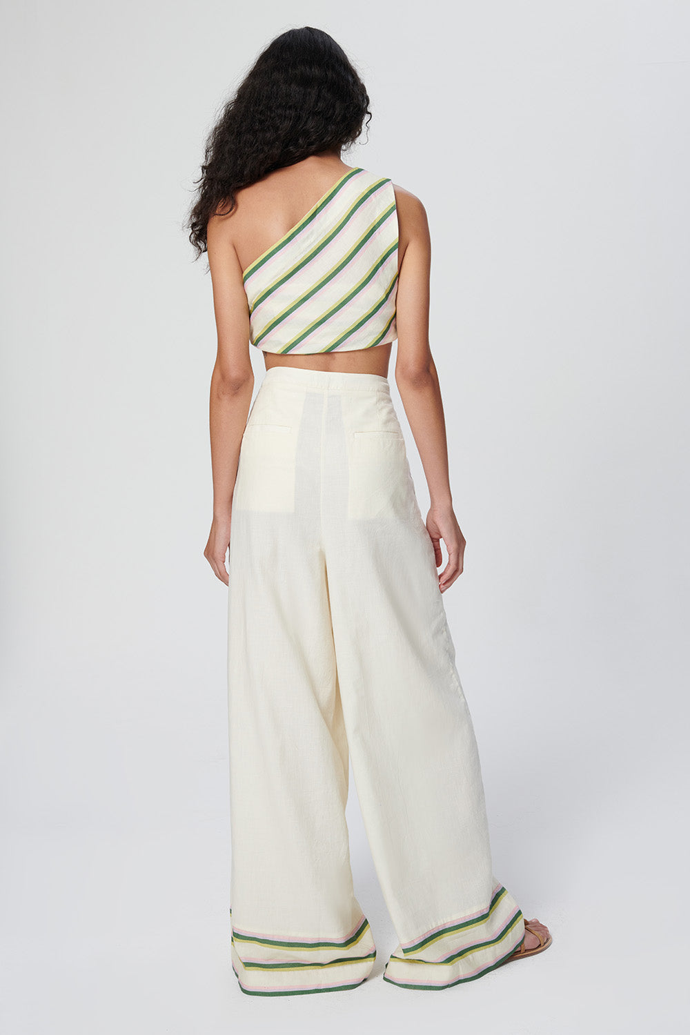 Okra Pants - Eden Cream Stripes