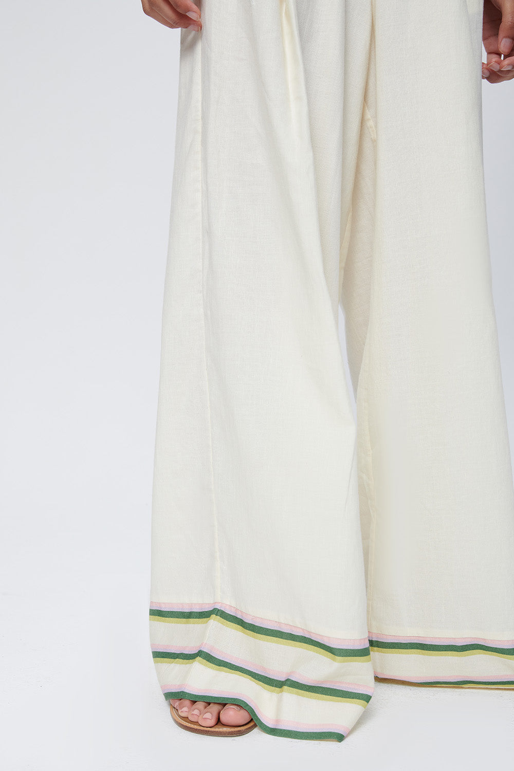 Okra Pants - Eden Cream Stripes